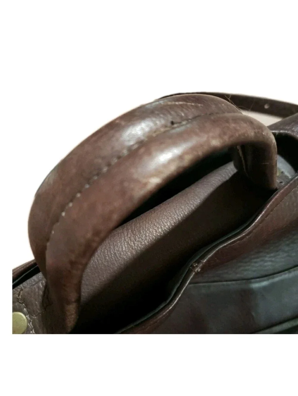 David King Leather Briefcase Laptop Messenger Bag Dark Brown Handle Adj Strap